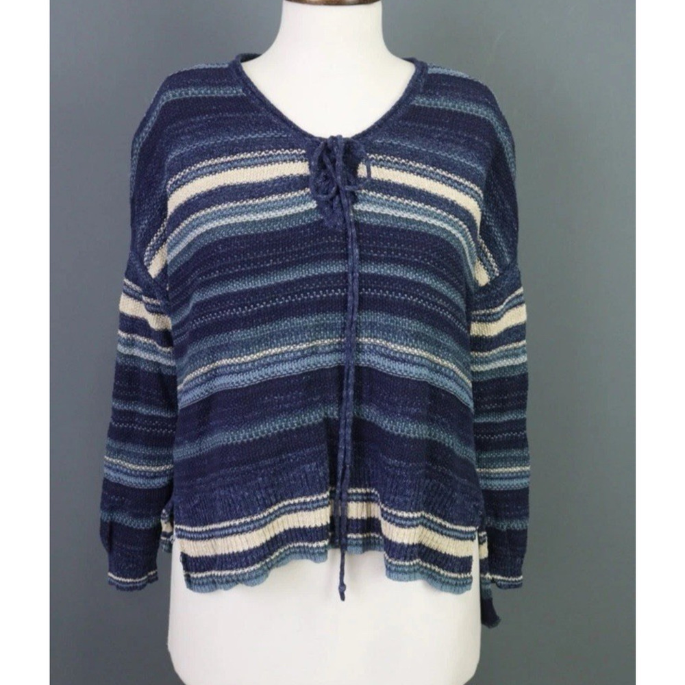 Ralph Lauren Denim & Supply Blue Stripe Knit Lagenlook Knit Sweater M 2472